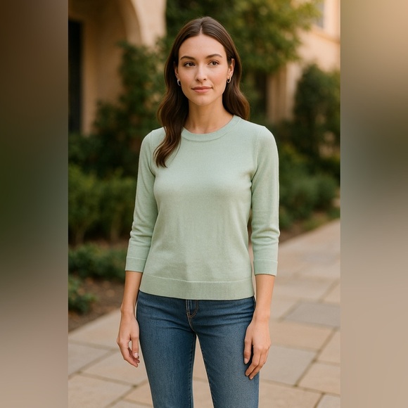 J.Crew Tippi Sweater Merino Wool Mint Green 3/4 Sleeve Crewneck - Size Small - Picture 11 of 11